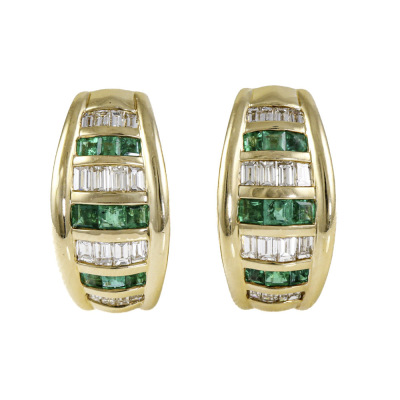 1.15ct Emerald & 1.00ct Diamond Earrings