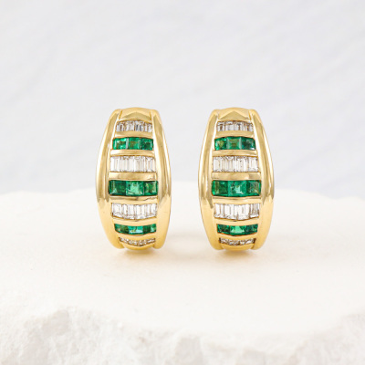 1.15ct Emerald & 1.00ct Diamond Earrings - 2