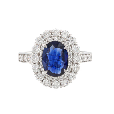 Unheated 1.40ct Sapphire & Diamond Ring