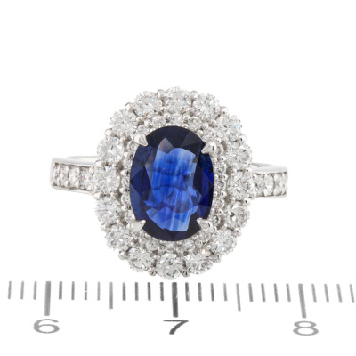 Unheated 1.40ct Sapphire & Diamond Ring - 2