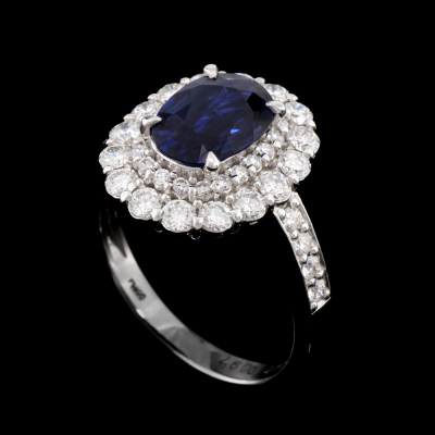 Unheated 1.40ct Sapphire & Diamond Ring - 6