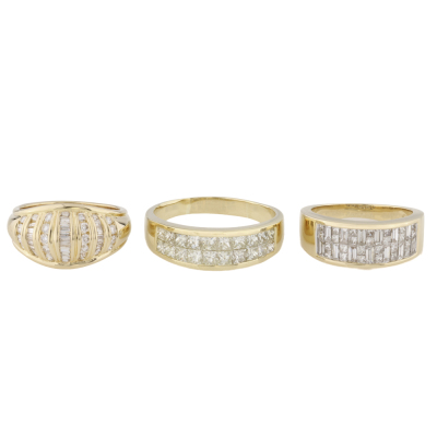 Three Diamond Dress Rings, 18ct Gold
