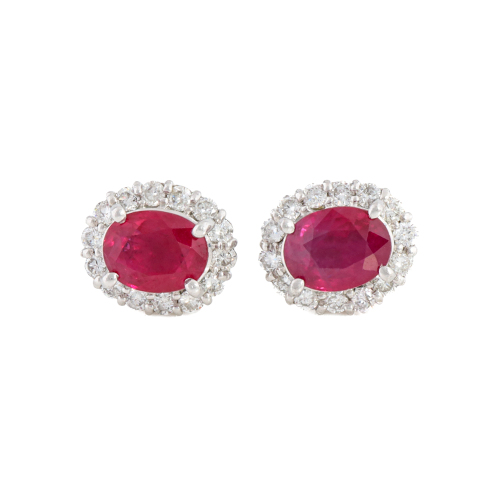 2.05ct Burmese Ruby & Diamond Earrings GSL