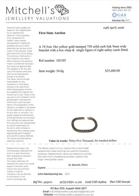 Curb Link Gold Chain Bracelet, 18ct 54.0g - 4