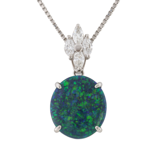 5.03ct Black Opal & Diamond Pendant