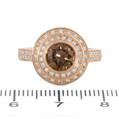 1.03ct Centre Cognac Diamond Halo Ring - 2