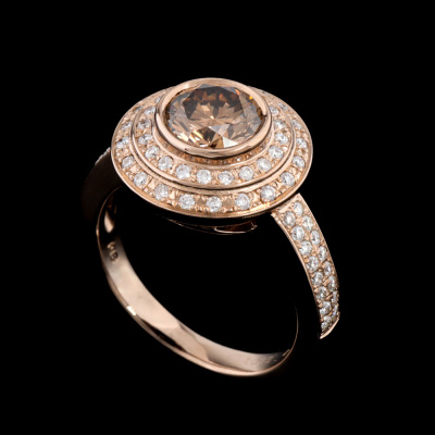 1.03ct Centre Cognac Diamond Halo Ring - 5
