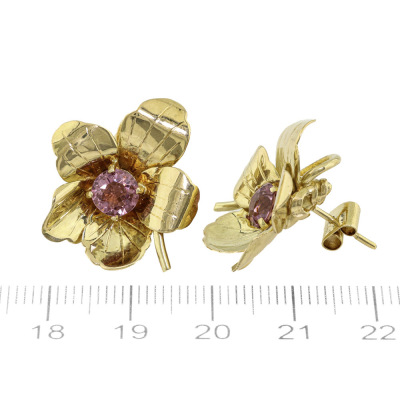1.60ct Pink Tourmaline Flora Earrings - 2