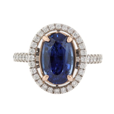 3.78ct Sri Lankan Sapphire & Diamond Ring GRS
