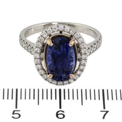 3.78ct Sri Lankan Sapphire & Diamond Ring GRS - 2