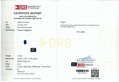 3.78ct Sri Lankan Sapphire & Diamond Ring GRS - 4