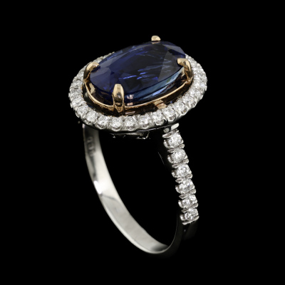 3.78ct Sri Lankan Sapphire & Diamond Ring GRS - 6