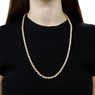 Two Tone Gold Rope Chain Necklace, 18ct 53.5g