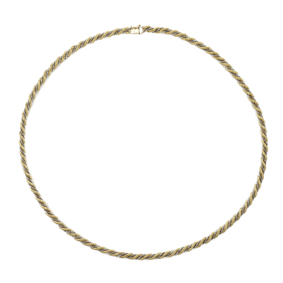 Two Tone Gold Rope Chain Necklace, 18ct 53.5g - 2