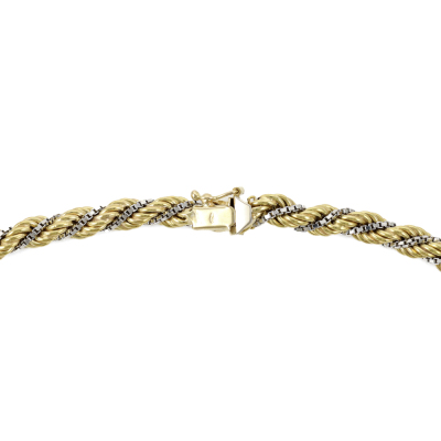 Two Tone Gold Rope Chain Necklace, 18ct 53.5g - 4