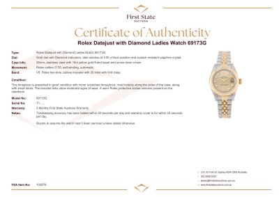 Rolex Datejust with Diamond Ladies Watch 69173G - 4