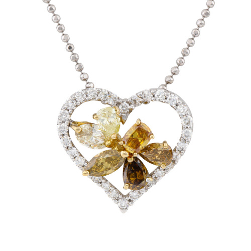 White & Fancy Colour Diamond Pendant 1.89ct