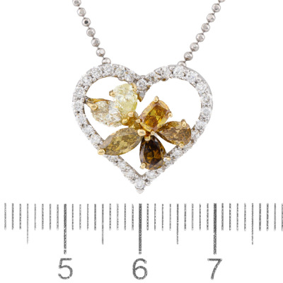 White & Fancy Colour Diamond Pendant 1.89ct - 2