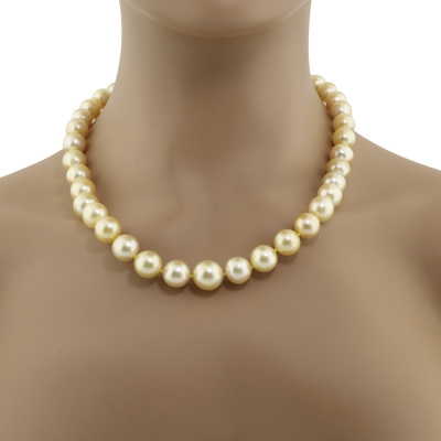 14.0-10.2mm Golden South Sea Pearl Strand Necklace