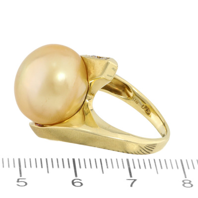 15.1mm South Sea Pearl & Diamond Ring - 4
