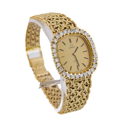 Omega 18ct Yellow Gold Diamond Watch 55.6g - 2