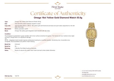 Omega 18ct Yellow Gold Diamond Watch 55.6g - 4