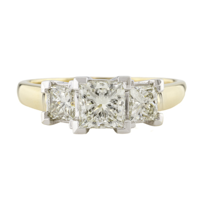 2.00ct Princess Cut Diamond Trilogy Ring