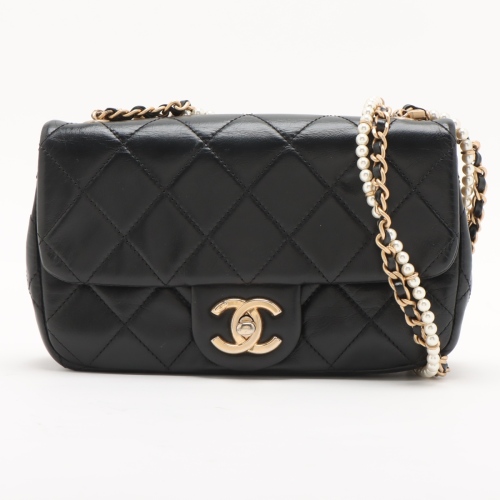 Chanel Mini Crystal Pearls Chain Flap Bag