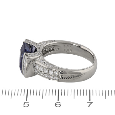 3.41ct Sri Lankan Sapphire & 1.03ct Diamond Ring GRS - 3