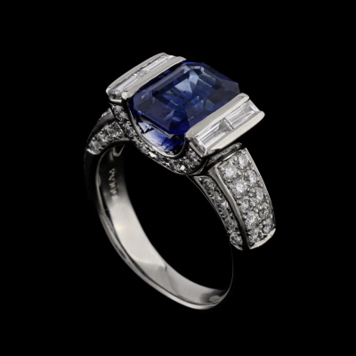 3.41ct Sri Lankan Sapphire & 1.03ct Diamond Ring GRS - 6