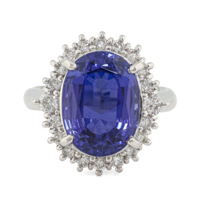 8.63ct Tanzanite and Diamond Ring