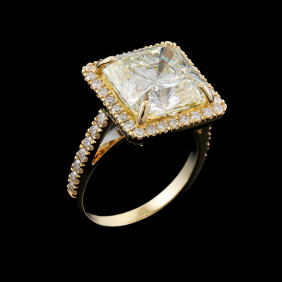 7.08ct Centre Diamond Halo Ring GIA N SI2 - 7