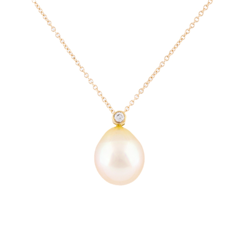 10.8mm Golden South Sea Pearl & Diamond Pendant