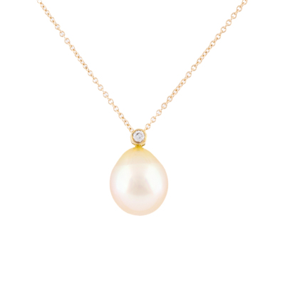 10.8mm Golden South Sea Pearl & Diamond Pendant