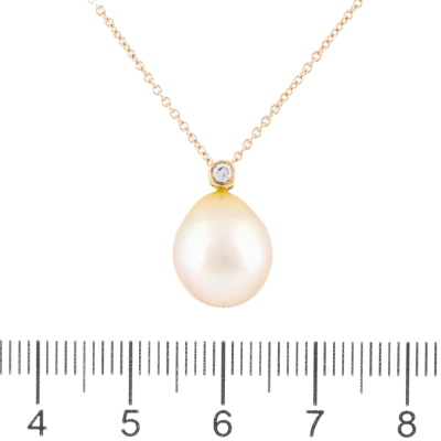 10.8mm Golden South Sea Pearl & Diamond Pendant - 2