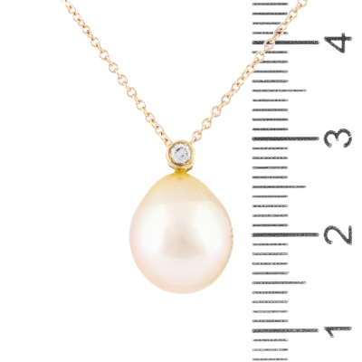 10.8mm Golden South Sea Pearl & Diamond Pendant - 3