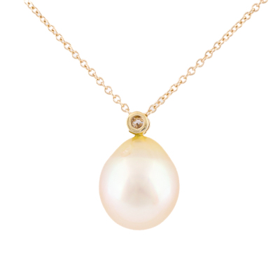 10.8mm Golden South Sea Pearl & Diamond Pendant - 4