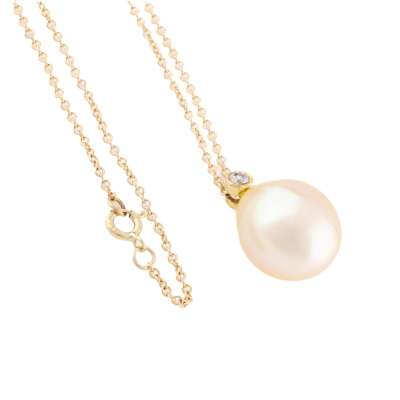 10.8mm Golden South Sea Pearl & Diamond Pendant - 6