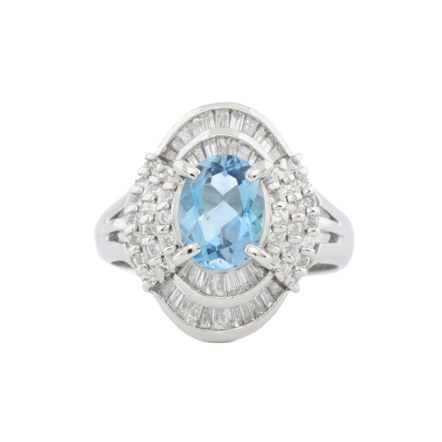 1.04ct Aquamarine & Diamond Ring Platinum