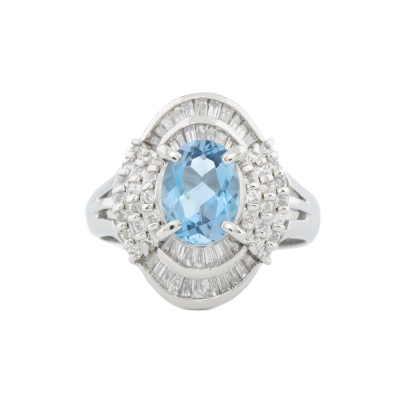 1.04ct Aquamarine & Diamond Ring Platinum