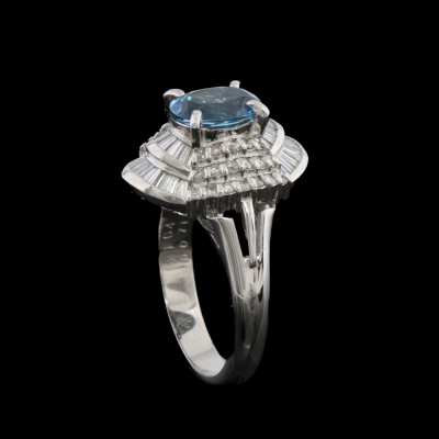 1.04ct Aquamarine & Diamond Ring Platinum - 6