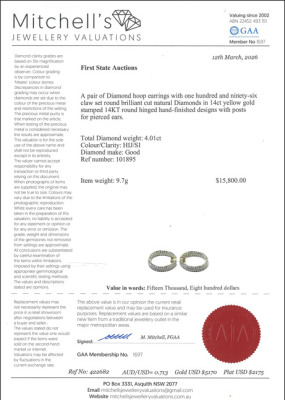 4.01ct Diamond Hoop Earrings - 4