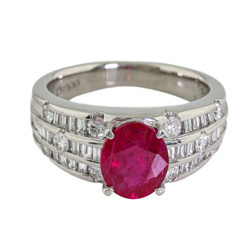 2.09ct Burmese Ruby & Diamond Ring GIA