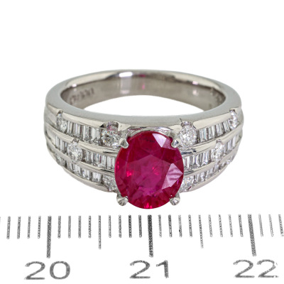 2.09ct Burmese Ruby & Diamond Ring GIA - 2