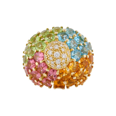 14.79ct Multicolour Gemstones & Diamond Ring