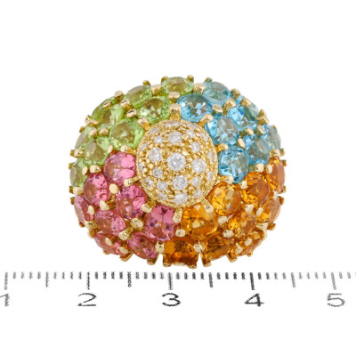 14.79ct Multicolour Gemstones & Diamond Ring - 2