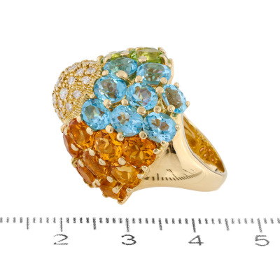 14.79ct Multicolour Gemstones & Diamond Ring - 3
