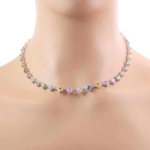 24.87ct Pink, Blue, Yellow Sapphire Necklace GIA