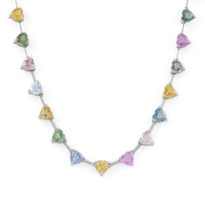24.87ct Pink, Blue, Yellow Sapphire Necklace GIA - 2