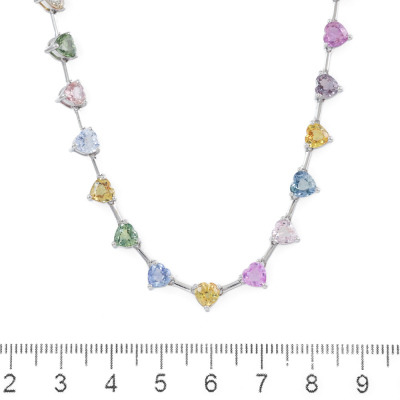 24.87ct Pink, Blue, Yellow Sapphire Necklace GIA - 3